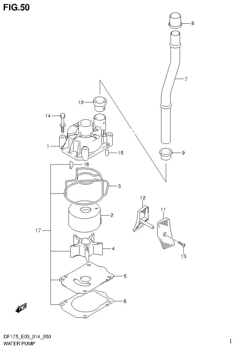 Suzuki DF175ZG WATER PUMP (DF150Z E03) parts diagram